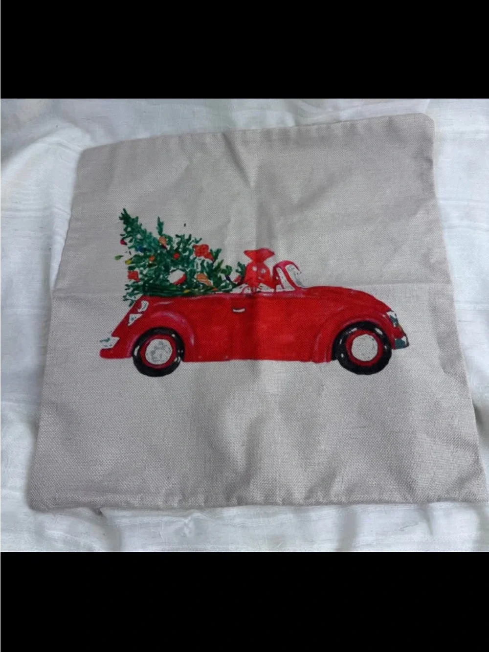 Pair of Linen Blend Christmas Pillows Merry Little Christmas Pillow Cover/Case
